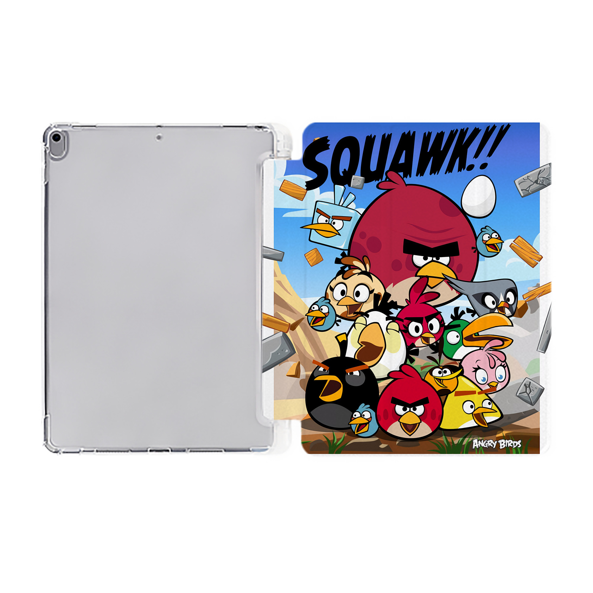 （画像用） Angry Birds アングリーバード IPad ケース ペン収納付き 三つ折りスタンド PUレザー×シリコン 対応機種9.5/10.5/10.9インチ